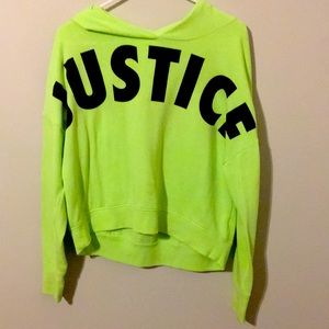 Neon Green justice cropped hoodie